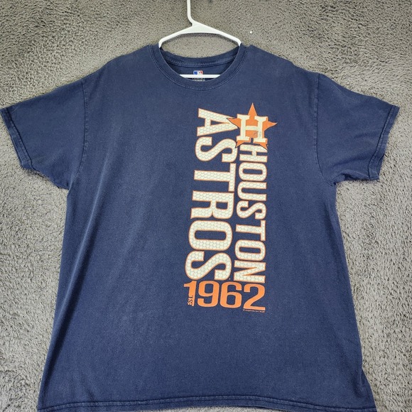 Houston Astros Shirt‎ Mens L Navy Blue Spell Out MLB Genuine Merchandise - Picture 1 of 7